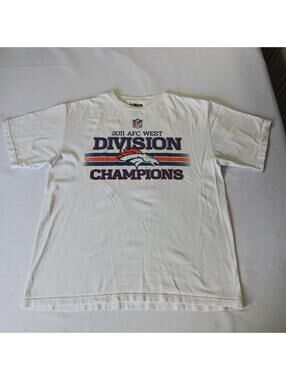 NFL Team Apparel Men's White 2011 AFC West Champions Logo T-Shirt Size Large
